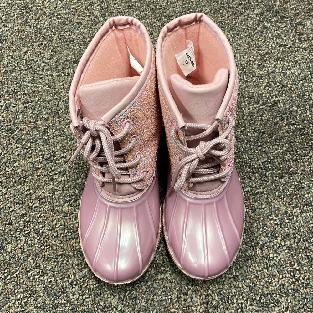Little Girls Pink Sparkle Jessica Carlyle Winter Snow Duck Boots size 1